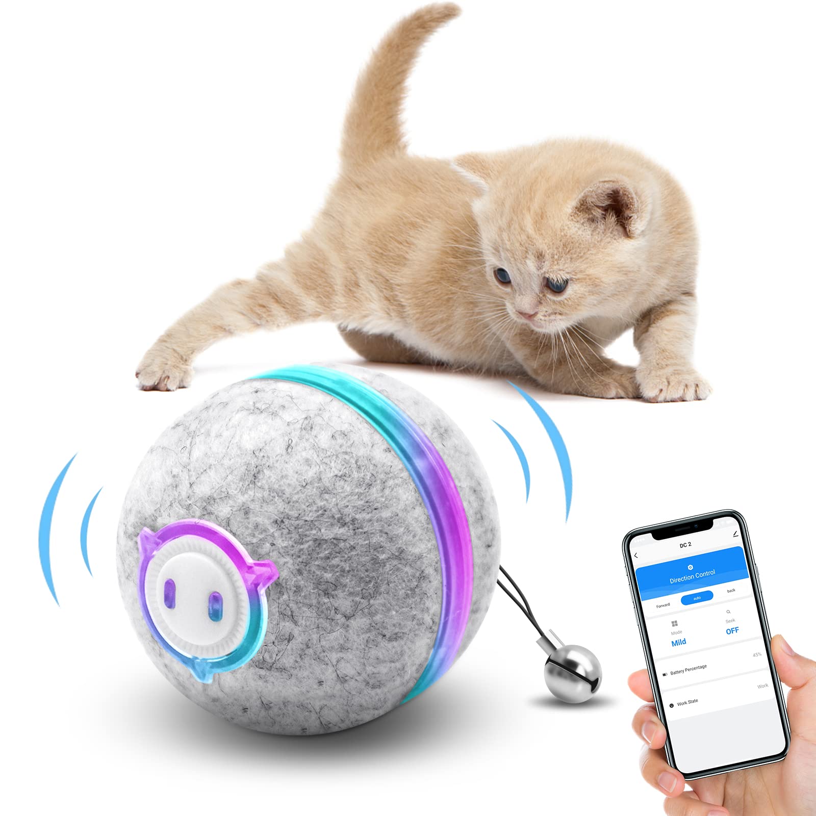 Smart Rechargeable Cat Rolling Ball Toy – Self-Moving Interactive Kitten Play Ball for Indoor Fun (2024 Edition)